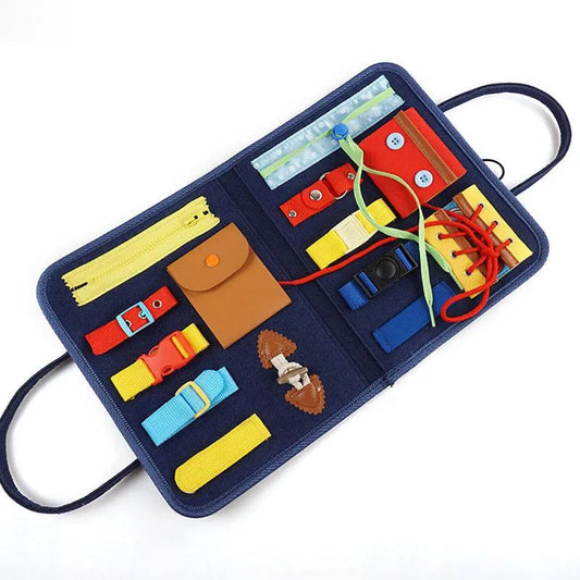 Motorické učení tabule pro děti s sponami, zipy a knoflíky – Zábavné učení