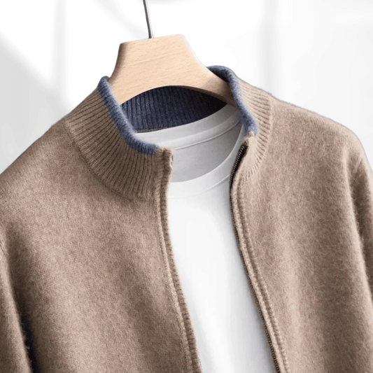 Pánský cashmere zip svetr – Laurent podzimní kolekce