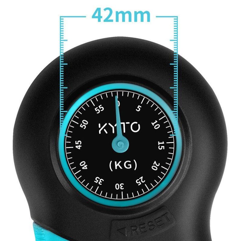 Schwarze KYTO Handdynamometer mit 42mm Skala, Fitnessgerät zur Kraftmessung.