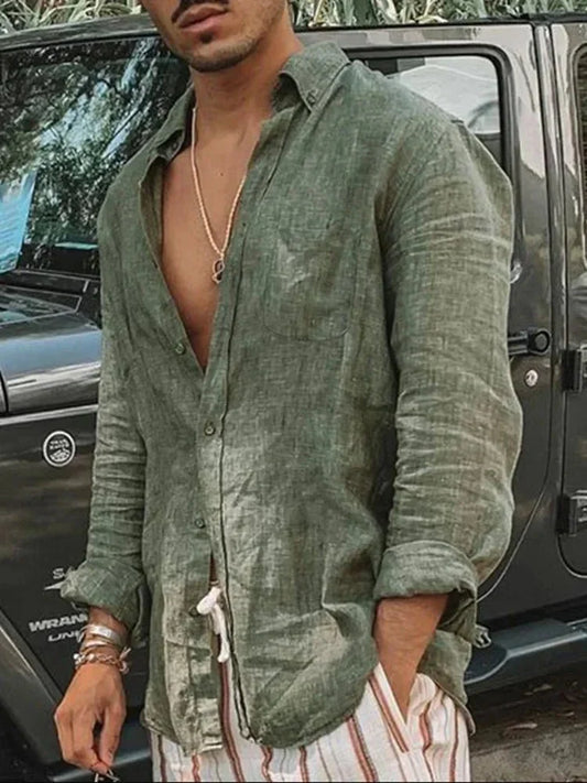 Lehké pánské letní košile z lněno-bavlněné směsi – Felix