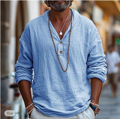 Podzimní linne-Henley triko pro muže – Jonas