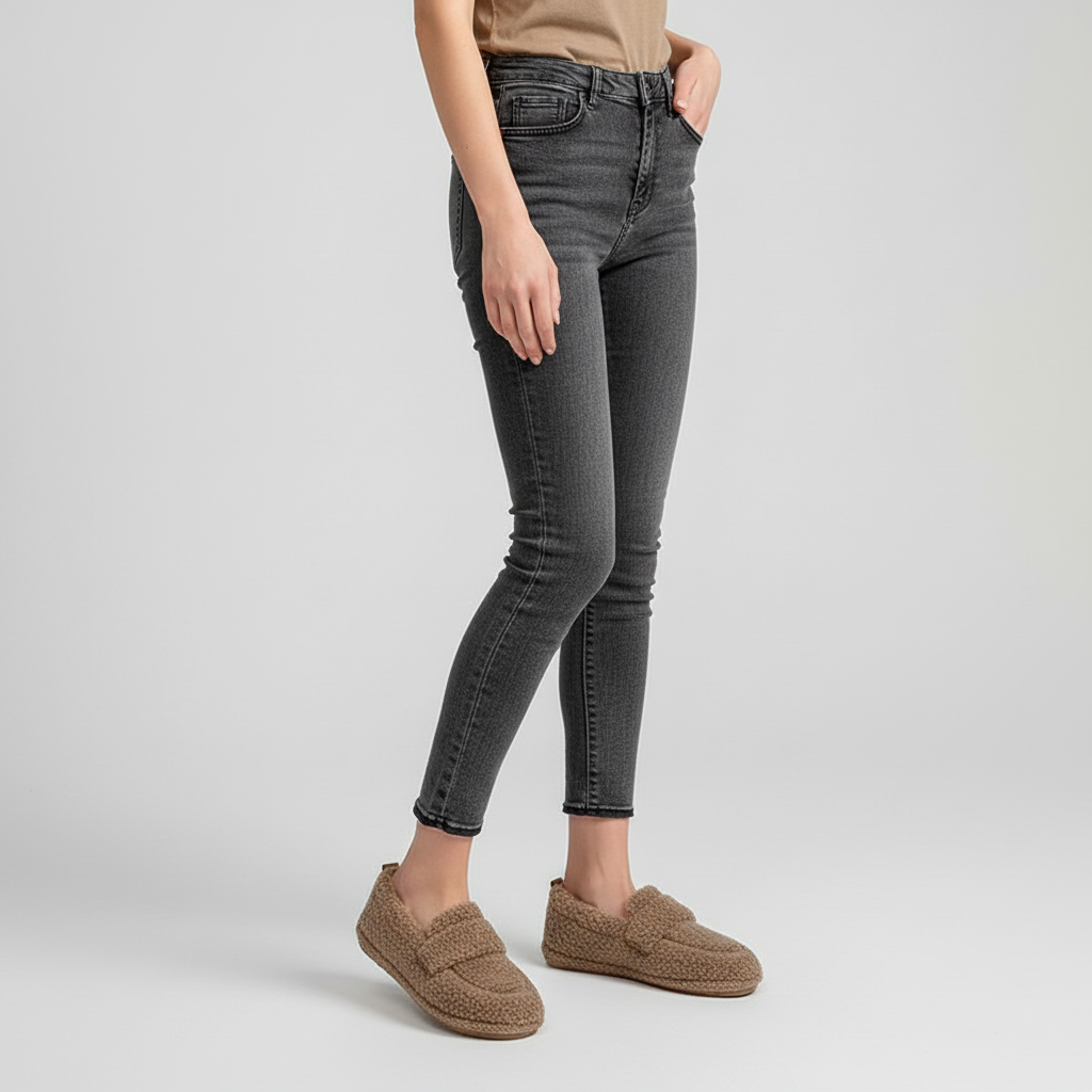 Damen Hausschuh Pantoffel Mit Fleece - FluffStep