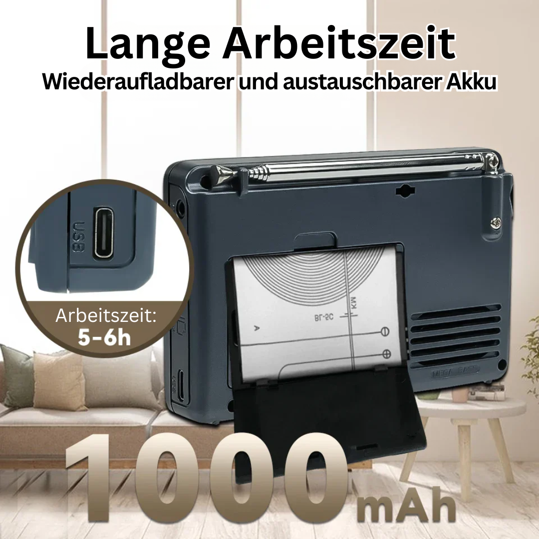 Tragbarer grauer Projektor mit 1000 mAh Akku, USB-Anschluss, lange Arbeitszeit, wiederaufladbar.