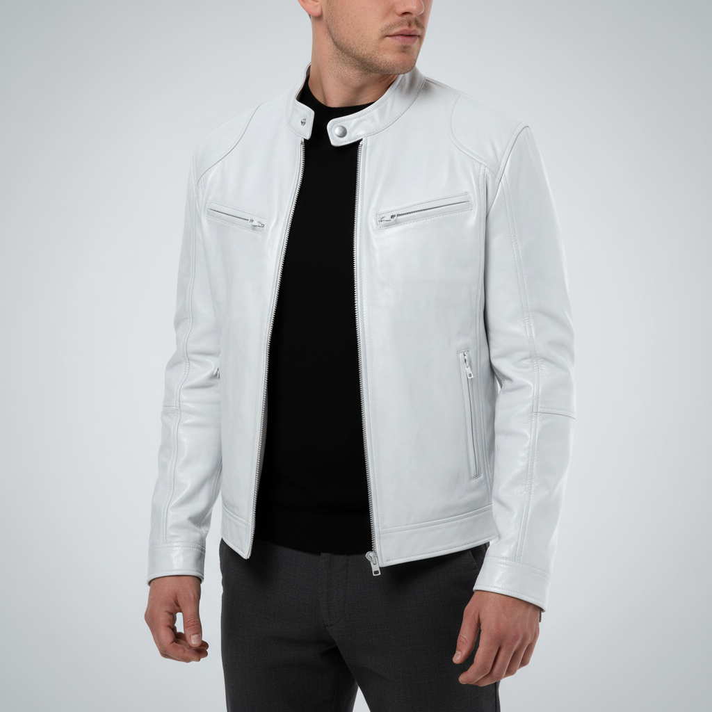 Herren Lederjacke Schlanker Schnitt - Spencer