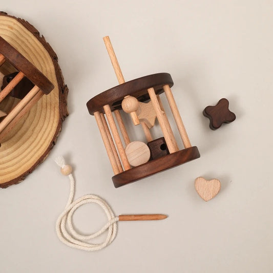 Dřevěné puzzle se základními tvary pro děti – Učební hra na podporu motoriky