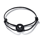 Schwarzes verstellbares Karma-Armband mit Kreisanhänger, spiritueller Yoga-Schmuck.