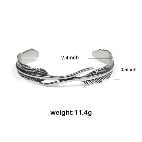 Silbernes Federarmband, verstellbar, 2.4 Zoll, 11.4g, Schmuck für Damen und Herren.