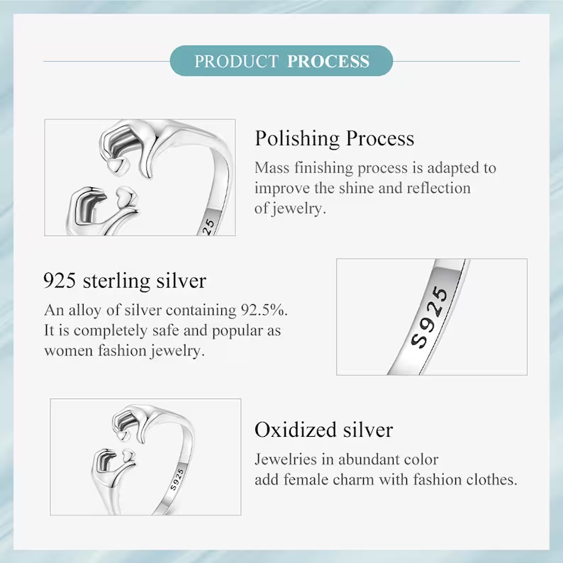 925 Sterling Silber Ring, poliert, oxidiert, Damenmode, Schmuck, S925, glänzend, langlebig.