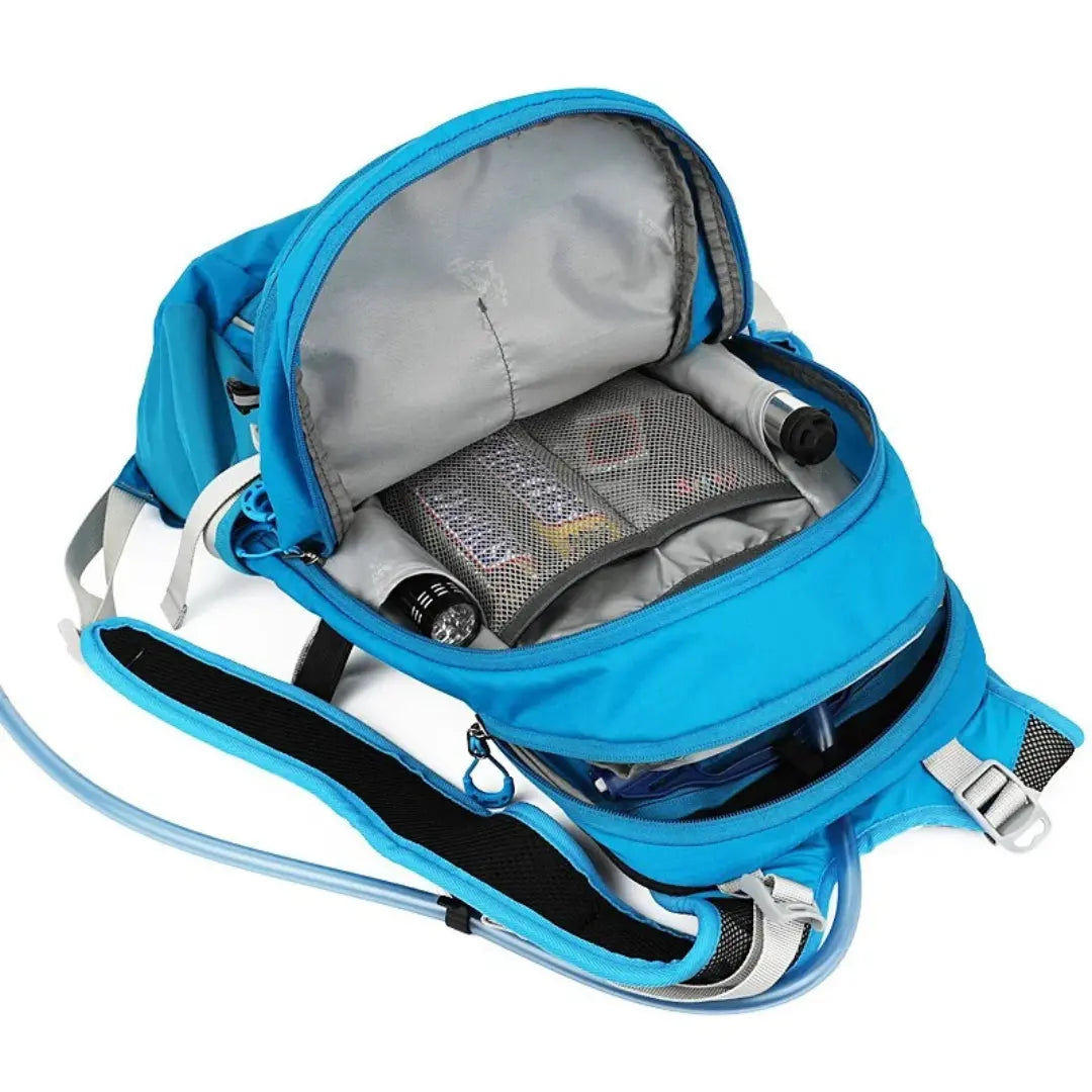 Blaue wasserdichte Outdoor-Rucksack 20L mit Trinksystem, ideal für Wandern und Camping.