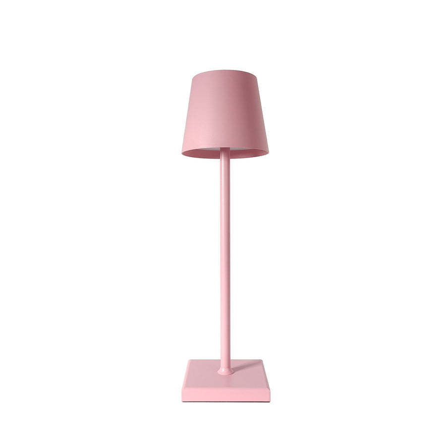 Rosa Tischlampe aus Metall, modernes Design, minimalistisch, ideal für Wohnzimmer oder Büro.