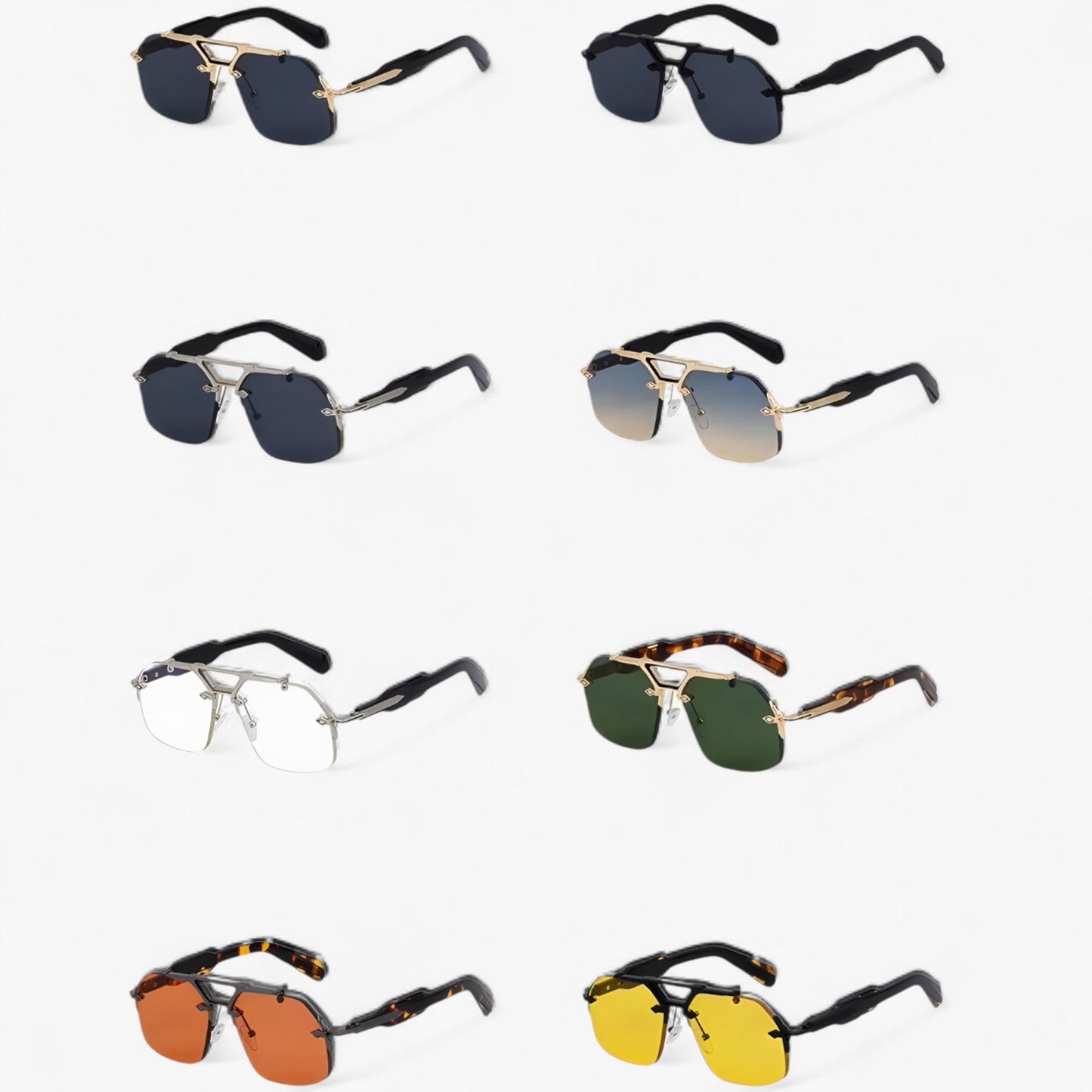 Rám bez okrajů oversized sluneční brýle s kovovými detaily – Vexor