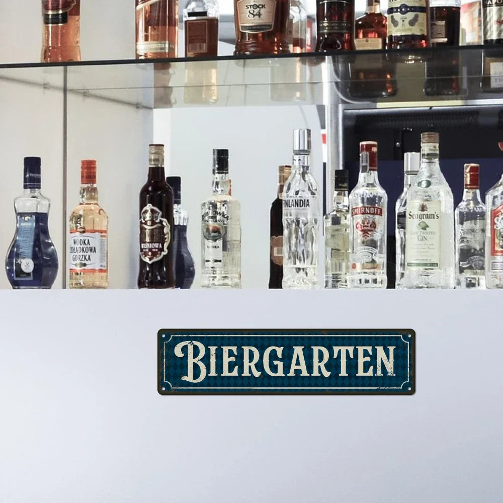 Vintage kovová cedule – Biergartentor Oktoberfest 2025