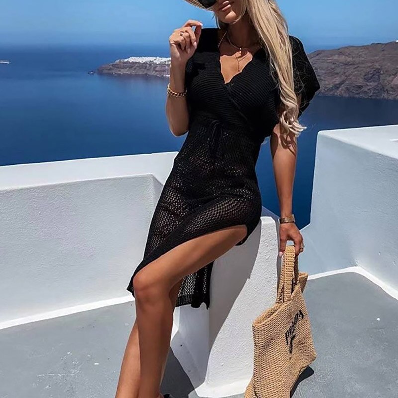 Zúžené plážové šaty s páskem v pase – Yara