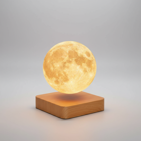 Schwebende Mondlampe Aus Holz - Gloworb