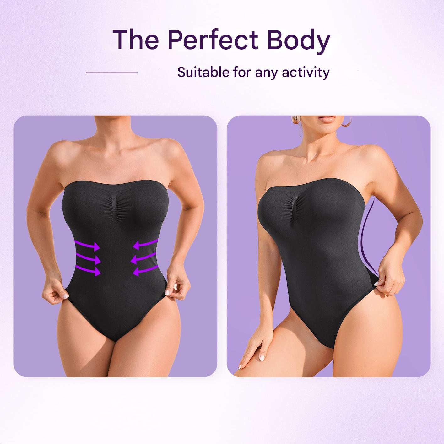 Bezšvové tvarující tělo bez ramínek se silikonem - Élise