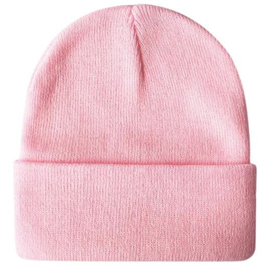 Rosa Strickmütze aus Baumwolle, Wintermode, warme Beanie für Damen und Herren.