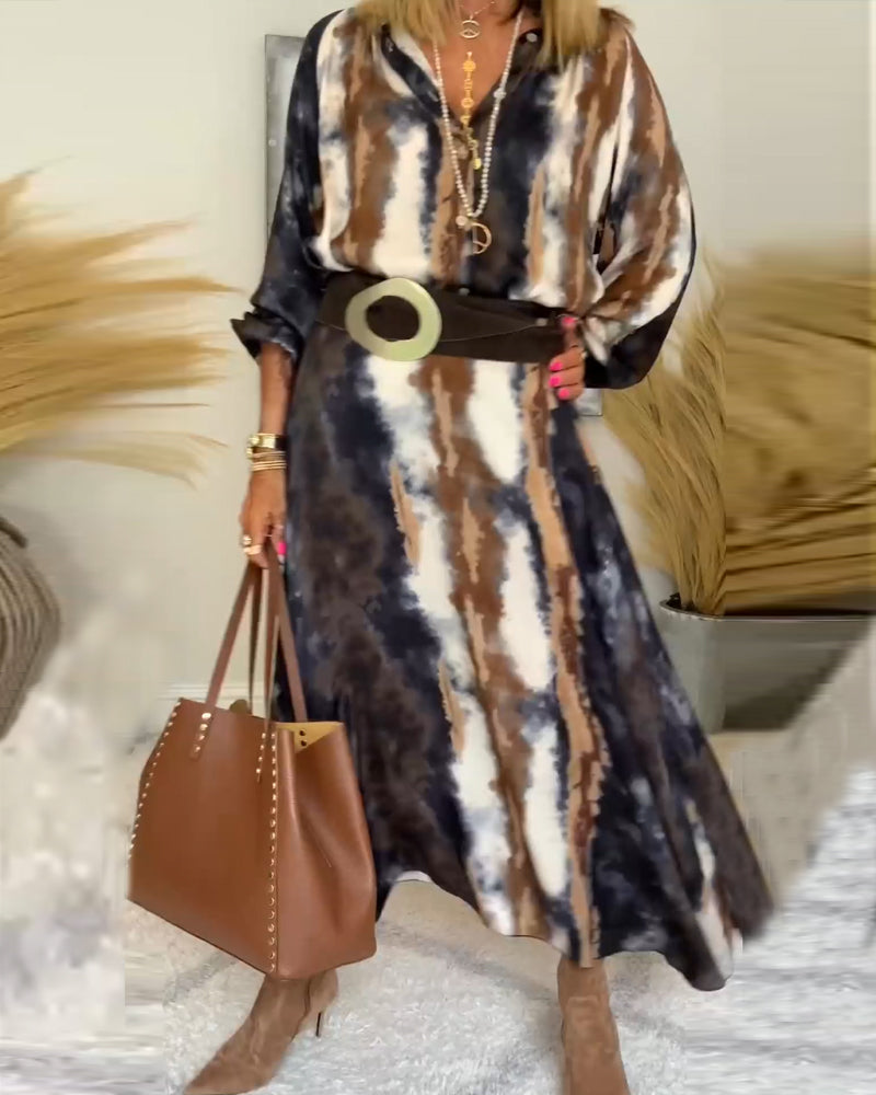 Podzimní maxi šaty s potiskem – Marise