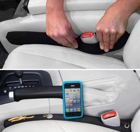 Auto-Sitzlückenfüller, schwarz, verhindert Gegenstandsverlust, praktische Autoinnenraumerweiterung.