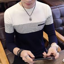 Pánský pletený svetr se proužky a designem v barvách – Matteo