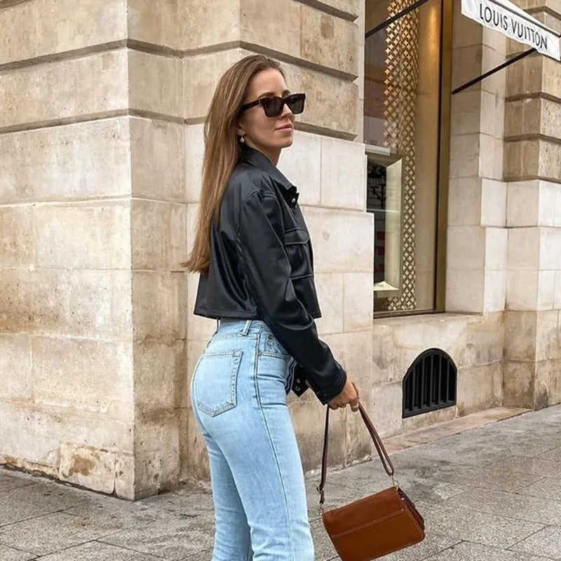 Voděodolná kožená podzimní bunda pro ženy – Celeste