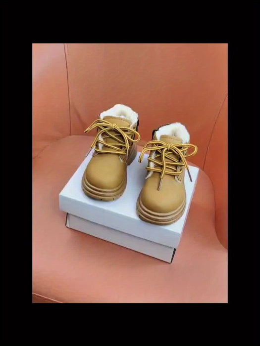 Vodotěsné fleece podzimní boty pro chlapce – S teplou podšívkou a vzorovanou podrážkou