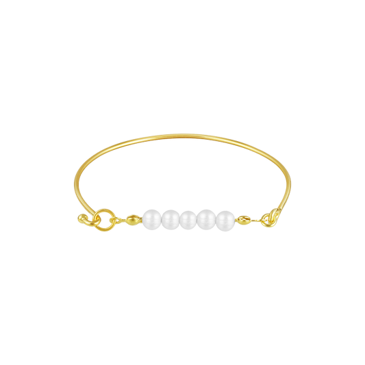 Goldenes Armband mit weißen Perlen, eleganter Schmuck, Damenaccessoire, modisches Design.