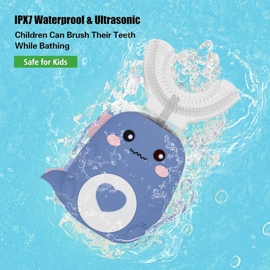 U-tvarovaný dětský zubní kartáček se zvukovým čištěním a silikonovou hlavou