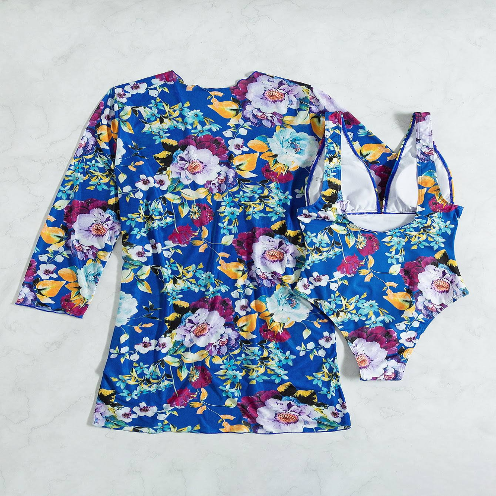 3-dílný modrý bikinový set se lichotivým střihem – Marisse