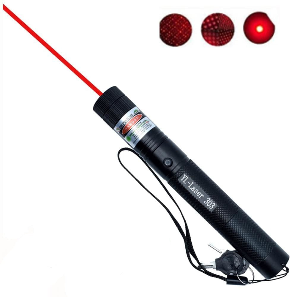 Hochleistungs-Laserpointer 303, rot, mit Batteriebox, ideal für Präsentationen und Astronomie.