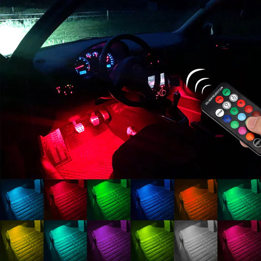 LED RGB Innenbeleuchtung Auto, 13 Farben, kabellos, dekorative Lichter, Fernbedienung.