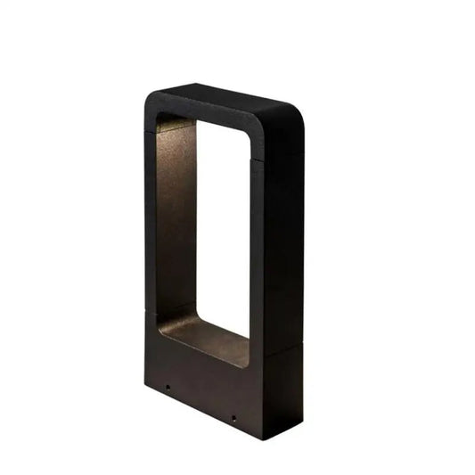 Schwarze rechteckige LED-Außenleuchte, modern, wetterfest, energiesparend.