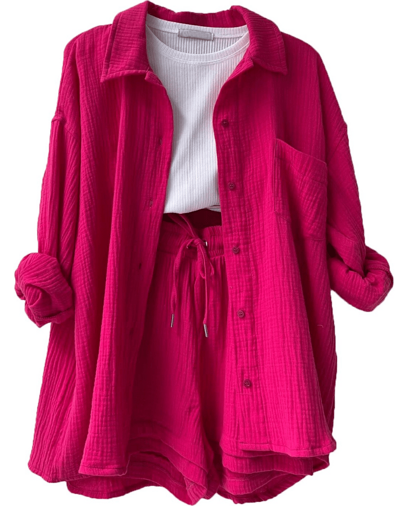 Dvoudílný dámský letní outfit s košilí a kalhotami – Mila