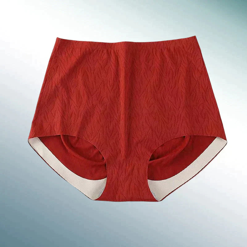 Rote Damenunterhose, nahtlos, hohe Taille, bequem, atmungsaktiv, Baumwollmischung.