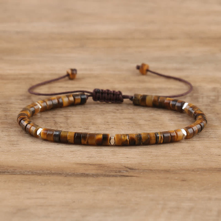 Tigerauge Armband, braun, verstellbar, handgefertigt, Naturstein, Schmuck für Herren und Damen.