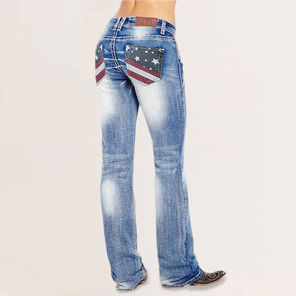 Dámské bootcut džíny s detaily vlajek – Madison