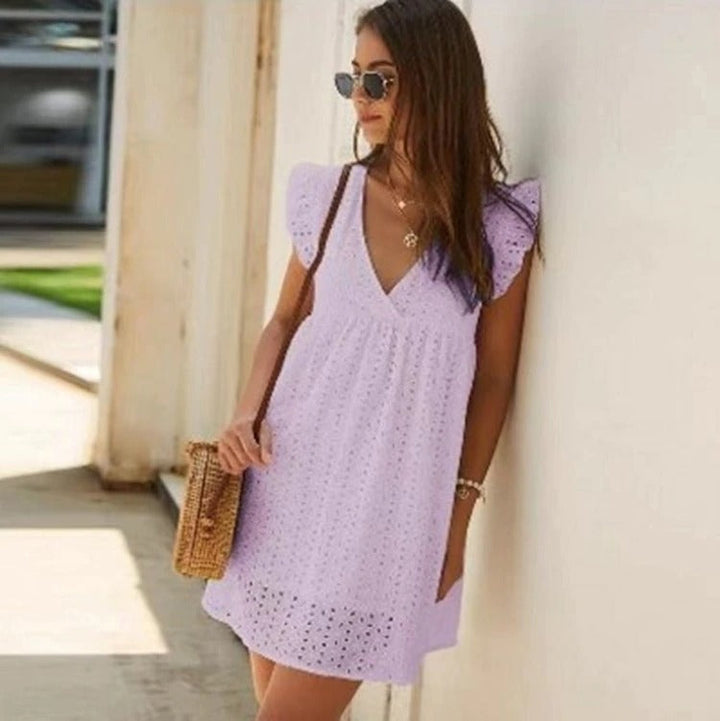 Trendy letní šaty s volánovými rukávy – Elina