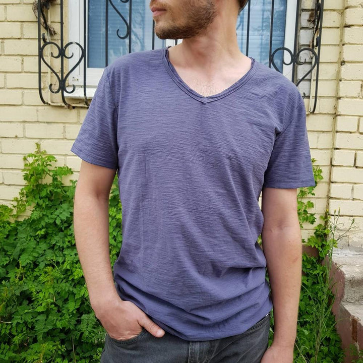 Pánská lněná košile s výstřihem do V – Luca