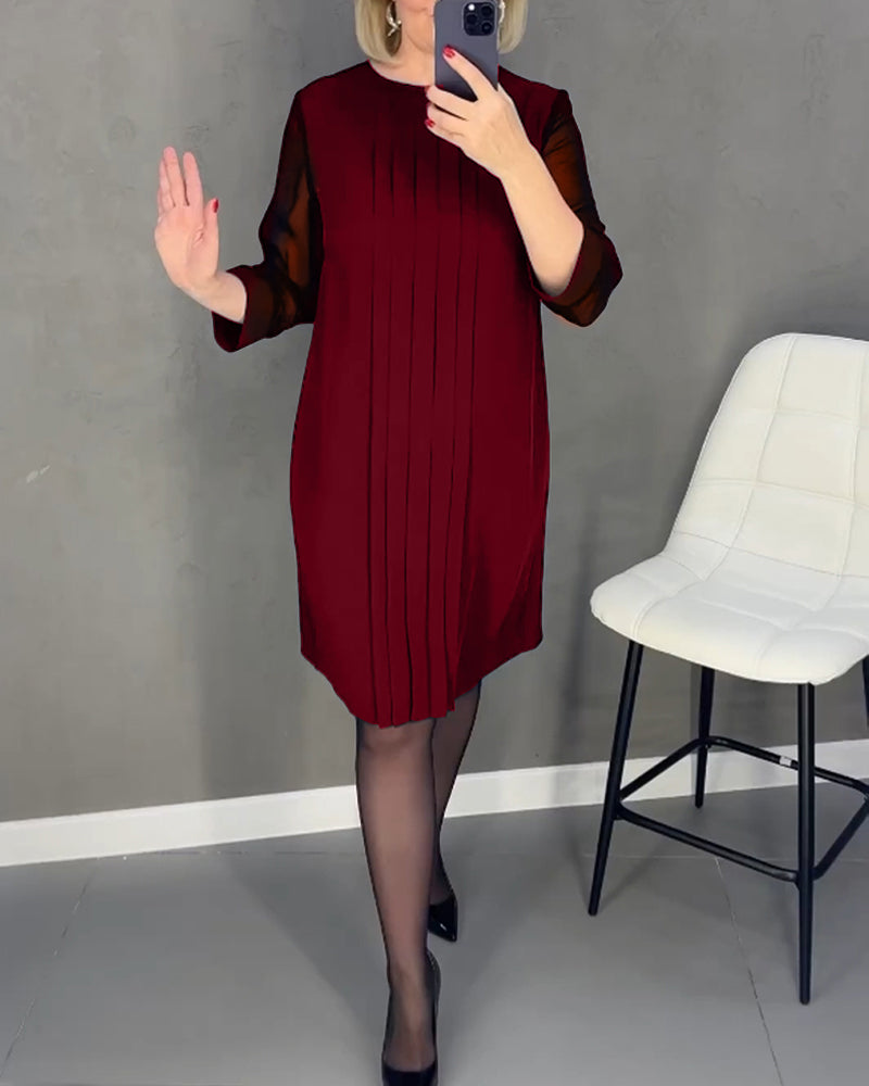 Elegantní podzimní šifónové šaty s detaily z jemné síťoviny – Gabrielle