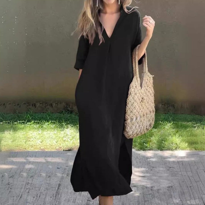 Letní šaty s výstřihem do V a rozparky – Soraya