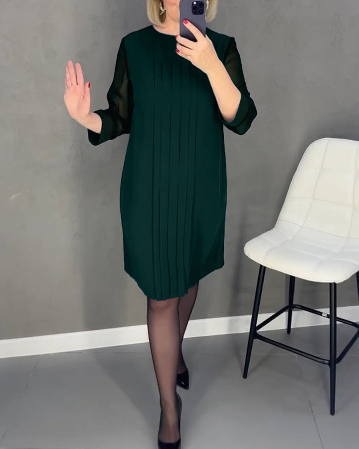 Elegantní podzimní šifónové šaty s detaily z jemné síťoviny – Gabrielle