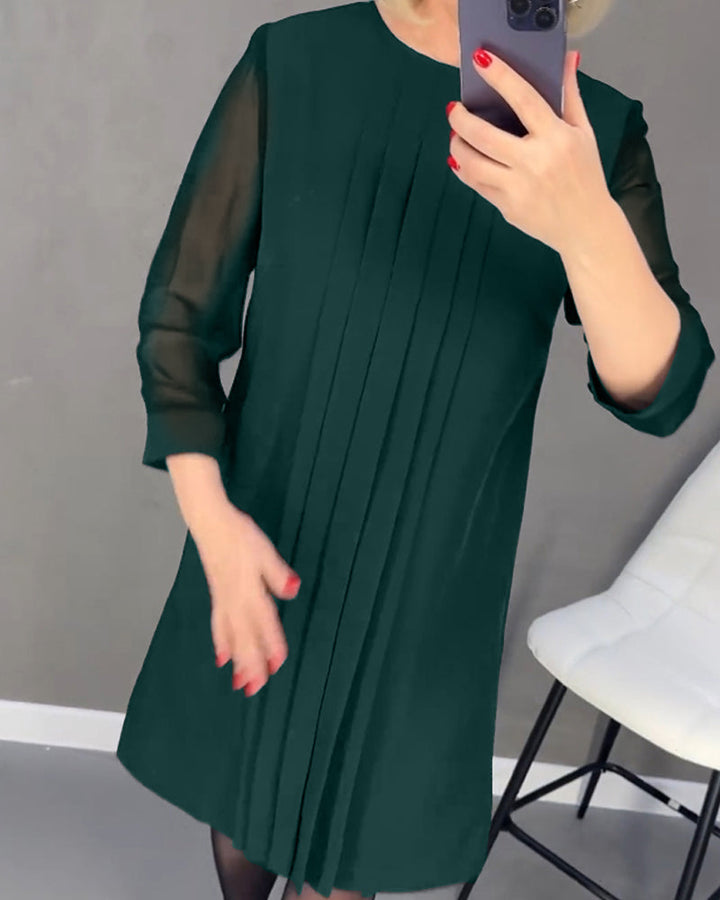 Elegantní podzimní šifónové šaty s detaily z jemné síťoviny – Gabrielle