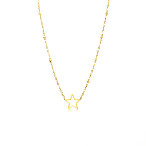 Goldene Halskette mit Sternanhänger, filigranes Design, Damen-Schmuck, modisch, elegant.