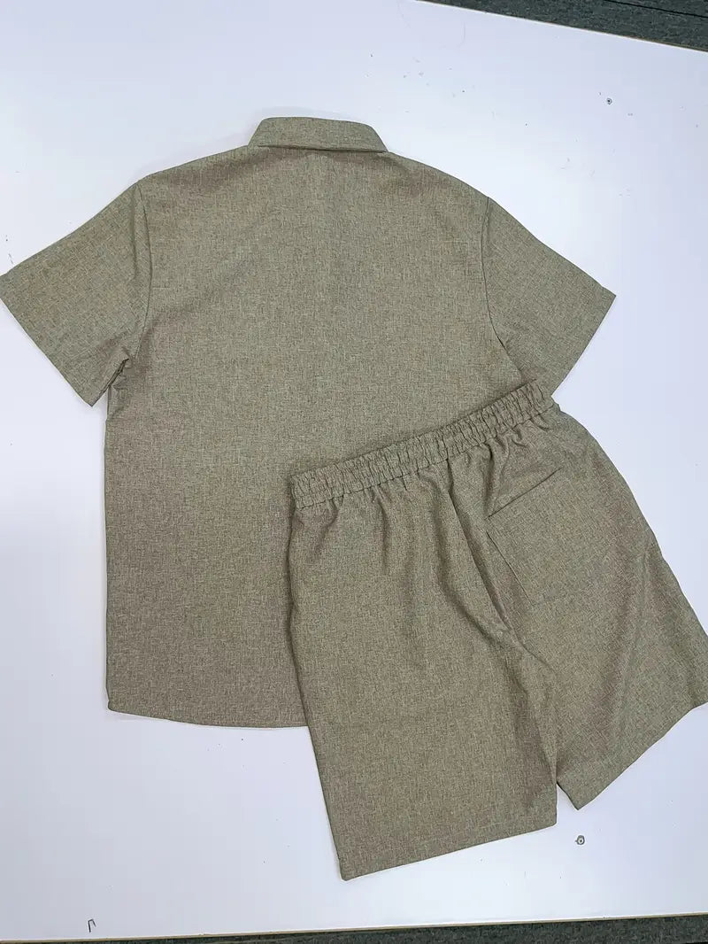 Moderna khaki pánská letní souprava – Dario