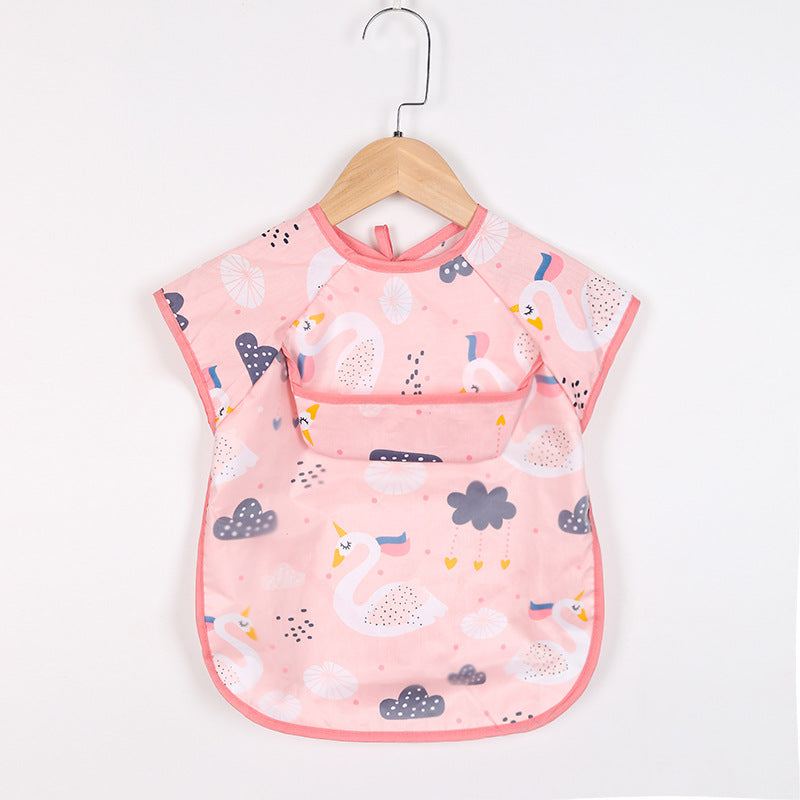 Rosa Baby-Lätzchen mit Schwanenmuster, wasserdicht, Klettverschluss, für Kleinkinder.
