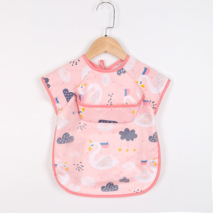 Rosa Baby-Lätzchen mit Schwanenmuster, wasserdicht, Klettverschluss, für Kleinkinder.
