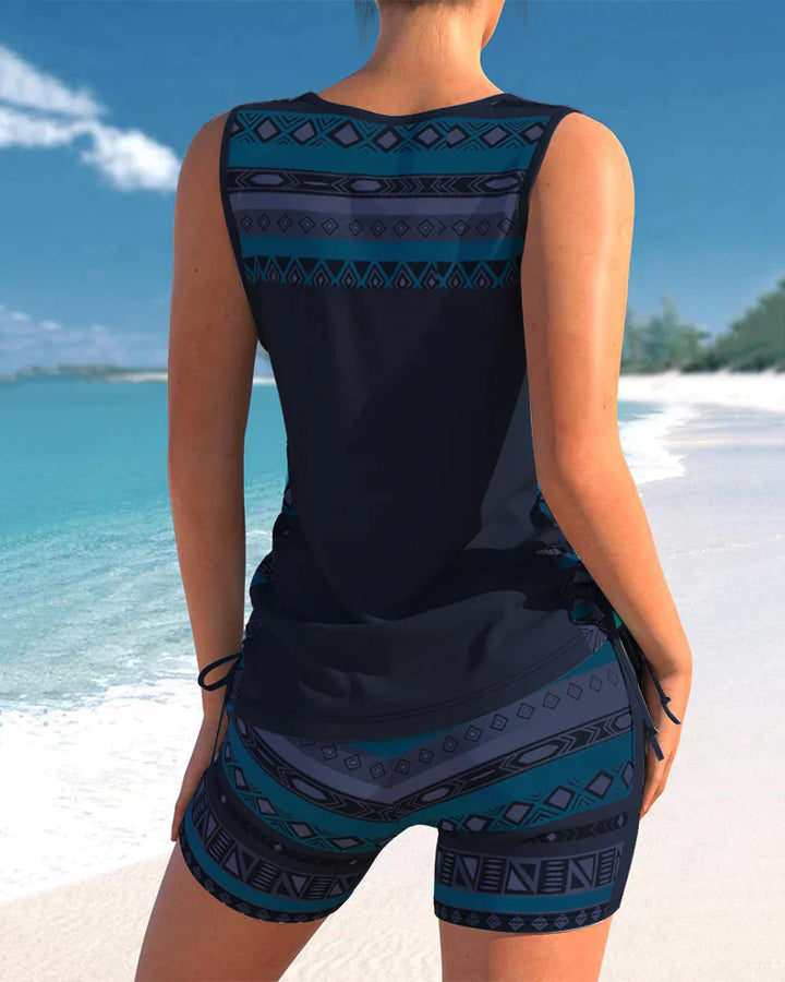 Trendy plavky s V výstřihem a geometrickým vzorem – Tankini set Madonna
