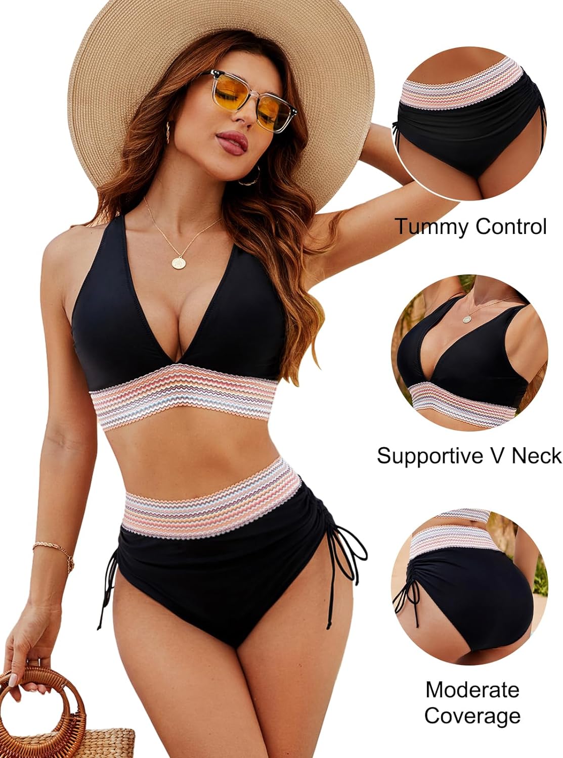 Tvarovaný bikini set s vysokým pasem a push-up topem – Selina | 1 koupě, 1 zdarma