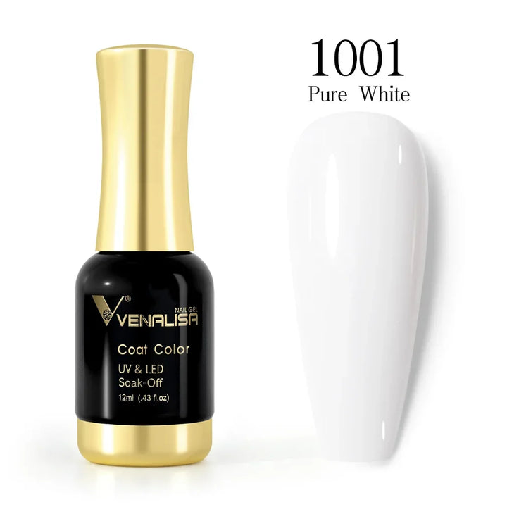 Venalisa Nagellack 1001, reines Weiß, UV & LED, 12ml, Soak-Off, glänzende Flasche.