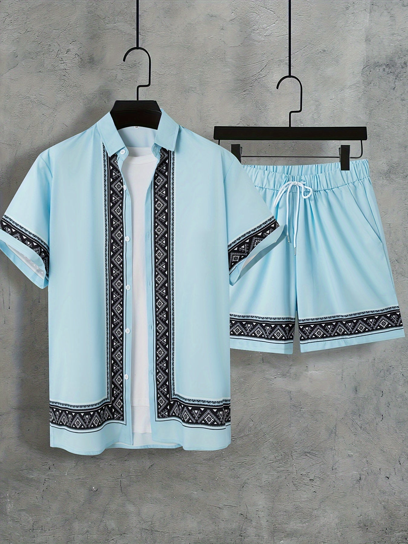 Boho letní set pánský dvoudílný košile a šortky uvolněný - Malik