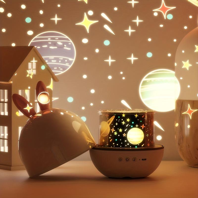 Nachtlicht Projektor Kinder, Sternenhimmel, Planeten, LED, USB, Schlafzimmer, Dekoration, Weiß